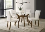 PAXTON ROUND 48-INCH GLASS TOP WOOD DINING TABLE BROWN - Image 11