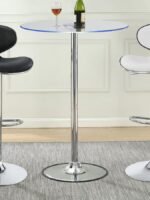THEA ROUND 28-INCH GLASS TOP LED BISTRO BAR TABLE CHROME - Image 2