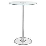 THEA ROUND 28-INCH GLASS TOP LED BISTRO BAR TABLE CHROME
