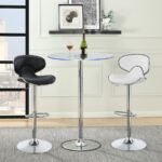 THEA ROUND 28-INCH GLASS TOP LED BISTRO BAR TABLE CHROME - Image 4
