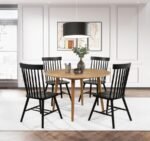 ANDREWS 5-PIECE ROUND DINING TABLE SET LIGHT ASH AND BLACK