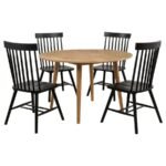 ANDREWS 5-PIECE ROUND DINING TABLE SET LIGHT ASH AND BLACK - Image 2