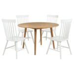 ANDREWS 5-PIECE ROUND DINING TABLE SET LIGHT ASH AND WHITE - Image 2