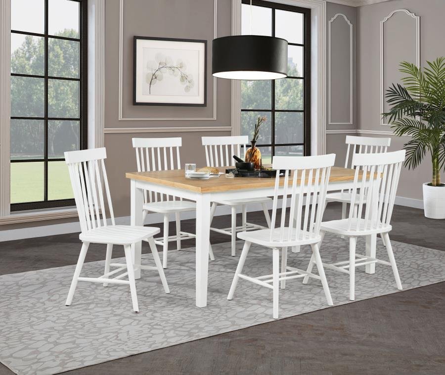 122501-S7W_01x900.jpg ANDREWS 7-PIECE RECTANGULAR DINING SET LIGHT ASH AND WHITE - Image 1