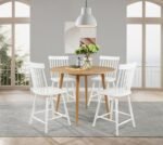 ANDREWS 5-PIECE ROUND COUNTER DINING SET LIGHT ASH AND WHITE