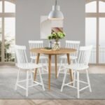 ANDREWS 5-PIECE ROUND COUNTER DINING SET LIGHT ASH AND WHITE