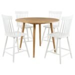 ANDREWS 5-PIECE ROUND COUNTER DINING SET LIGHT ASH AND WHITE - Image 2