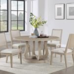 TROFELLO 5-PIECE ROUND DINING TABLE SET WHITE WASHED