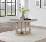 TROFELLO ROUND 60-INCH PEDESTAL DINING TABLE WHITE WASHED - Image 2