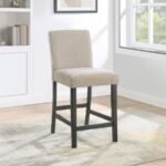 ALBA BOUCLE UPHOLSTERED COUNTER CHAIR BEIGE (SET OF 2) - Image 2