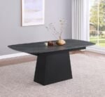 POTERO 73-INCH FAUX MARBLE EXTENSION LEAF DINING TABLE BLACK - Image 2