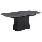 POTERO 73-INCH FAUX MARBLE EXTENSION LEAF DINING TABLE BLACK