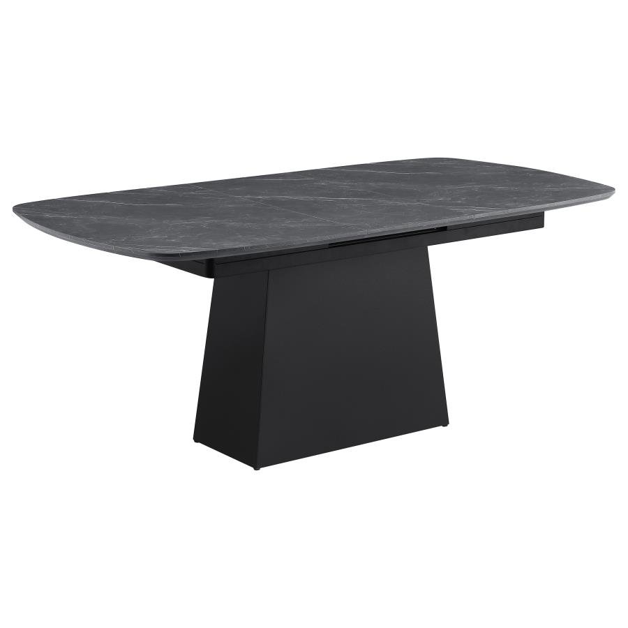 123131_02x900.jpg POTERO 73-INCH FAUX MARBLE EXTENSION LEAF DINING TABLE BLACK - Image 1