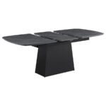 POTERO 73-INCH FAUX MARBLE EXTENSION LEAF DINING TABLE BLACK - Image 3