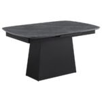 POTERO 73-INCH FAUX MARBLE EXTENSION LEAF DINING TABLE BLACK - Image 4