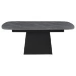 POTERO 73-INCH FAUX MARBLE EXTENSION LEAF DINING TABLE BLACK - Image 5