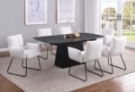 POTERO 73-INCH FAUX MARBLE EXTENSION LEAF DINING TABLE BLACK - Image 9