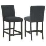 ALBA BOUCLE UPHOLSTERED COUNTER CHAIR BLACK (SET OF 2)