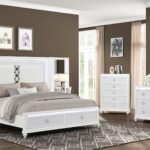 ABIGALE KING 5 PC BEDROOM SET WITH MIRROR TOP NIGHTSTAND