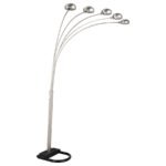 KAYD 92-INCH ARC 5-LIGHT DOME SHADE METAL FLOOR LAMP CHROME