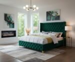 Savan Velvet Upholstered Bed - Image 2