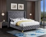 Savan Velvet Upholstered Bed - Image 3