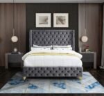 Savan Velvet Upholstered Bed - Image 5