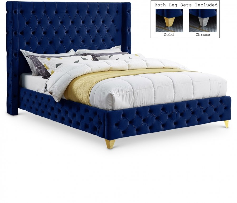 12906.jpg Savan Velvet Upholstered Bed - Image 1