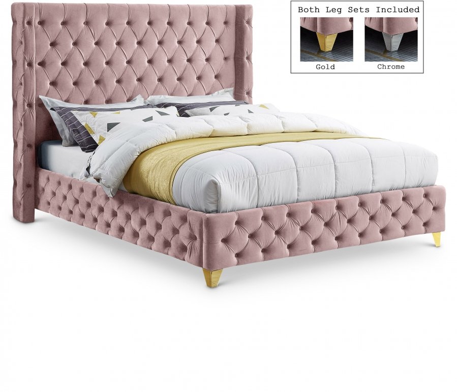 12911.jpg Savan Velvet Upholstered Bed - Image 1