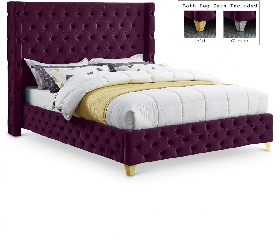12916.jpg Savan Velvet Upholstered Bed - Image 1