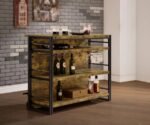 RENALDI 3-SHELF HOME BAR WINE CABINET RUSTIC NUTMEG - Image 3