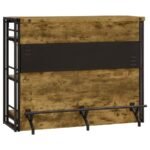 RENALDI 3-SHELF HOME BAR WINE CABINET RUSTIC NUTMEG