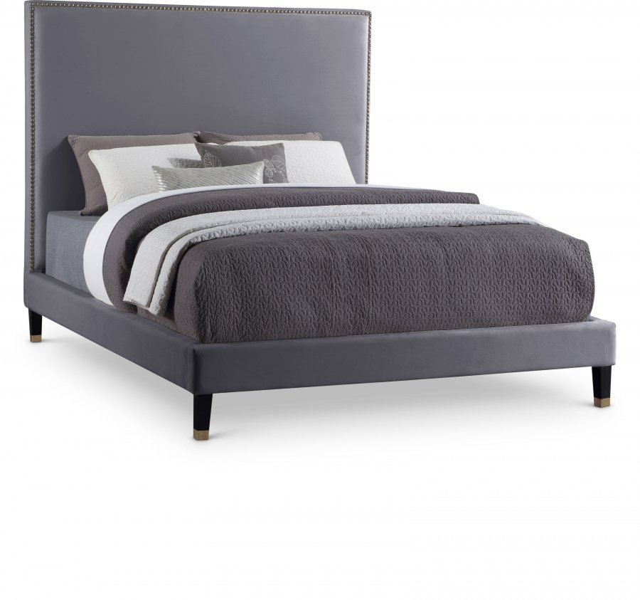 13017.jpg Harlie Velvet Upholstered Bed - Image 1