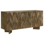 TYLER 3-DOOR SOLID WOOD SIDEBOARD BUFFET CABINET MANGO BROWN