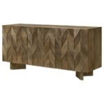 TYLER 3-DOOR SOLID WOOD SIDEBOARD BUFFET CABINET MANGO BROWN - Image 5