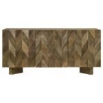 TYLER 3-DOOR SOLID WOOD SIDEBOARD BUFFET CABINET MANGO BROWN - Image 6