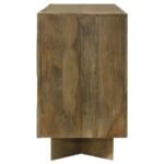TYLER 3-DOOR SOLID WOOD SIDEBOARD BUFFET CABINET MANGO BROWN - Image 8