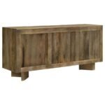 TYLER 3-DOOR SOLID WOOD SIDEBOARD BUFFET CABINET MANGO BROWN - Image 9