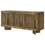 TYLER 3-DOOR SOLID WOOD SIDEBOARD BUFFET CABINET MANGO BROWN - Image 10