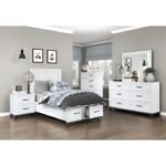 1450WHT-1* Twin Platform Bed with Footboard Storage - Image 5