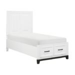 1450WHT-1* Twin Platform Bed with Footboard Storage - Image 2