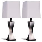 KEENE 30-INCH TAPERED SHADE TABLE LAMP SILVER (SET OF 2)