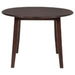 BARTON 5-PIECE ROUND WOOD DINING TABLE SET DARK BROWN - Image 4
