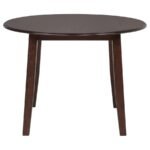 BARTON 5-PIECE ROUND WOOD DINING TABLE SET DARK BROWN - Image 5