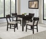 CATLEY 5-PIECE ROUND DROP LEAF DINING TABLE SET DARK COFFEE