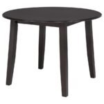 CATLEY 5-PIECE ROUND DROP LEAF DINING TABLE SET DARK COFFEE - Image 4