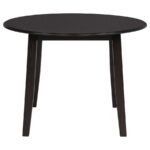 CATLEY 5-PIECE ROUND DROP LEAF DINING TABLE SET DARK COFFEE - Image 5