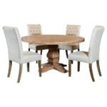 FLORENCE 5-PIECE ROUND DINING TABLE SET RUSTIC HONEY - Image 2