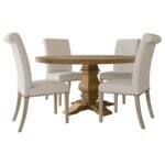 FLORENCE 5-PIECE ROUND DINING TABLE SET RUSTIC HONEY - Image 2