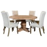 FLORENCE 7-PIECE ROUND DINING TABLE SET RUSTIC HONEY - Image 2